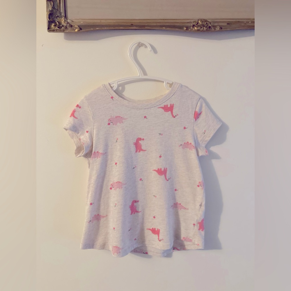 Old Navy Pink Dinosaur Print Kids T-Shirt Adorable Toddler Top 100% Cotton 4T